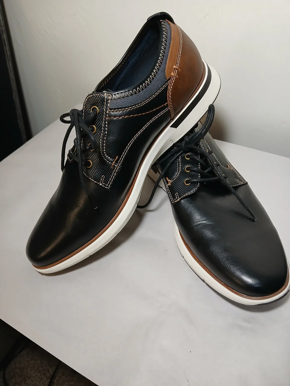 JF Memory Foam Men’s Black & Brown Lace-Up Oxford Shoes 9.5M